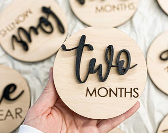 Hello World Monthly Sign, New Mom Gift, Baby Shower Gift, Milestone Discs, Baby Monthly Sign Set, Baby Announcement, Monthly Photo Markers