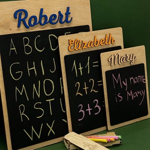 Personalized Name Chalk Board, Art for kids Fidget toy, Chalk Paint Toy First Day of School, Personalized Learnin Gift For Kids