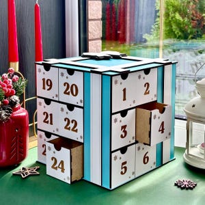 Personalized Advent Calendar with Drawers-Christmas Advent Calendar for kids-Christmas Countdown Calendar-Wooden Advent Calendar with drawer