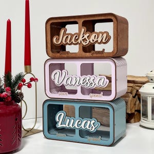 Alcancía de madera grande personalizada con nombre para niños, con nombre personalizado, grabado láser, letras del alfabeto de madera, ideal para cumpleaños