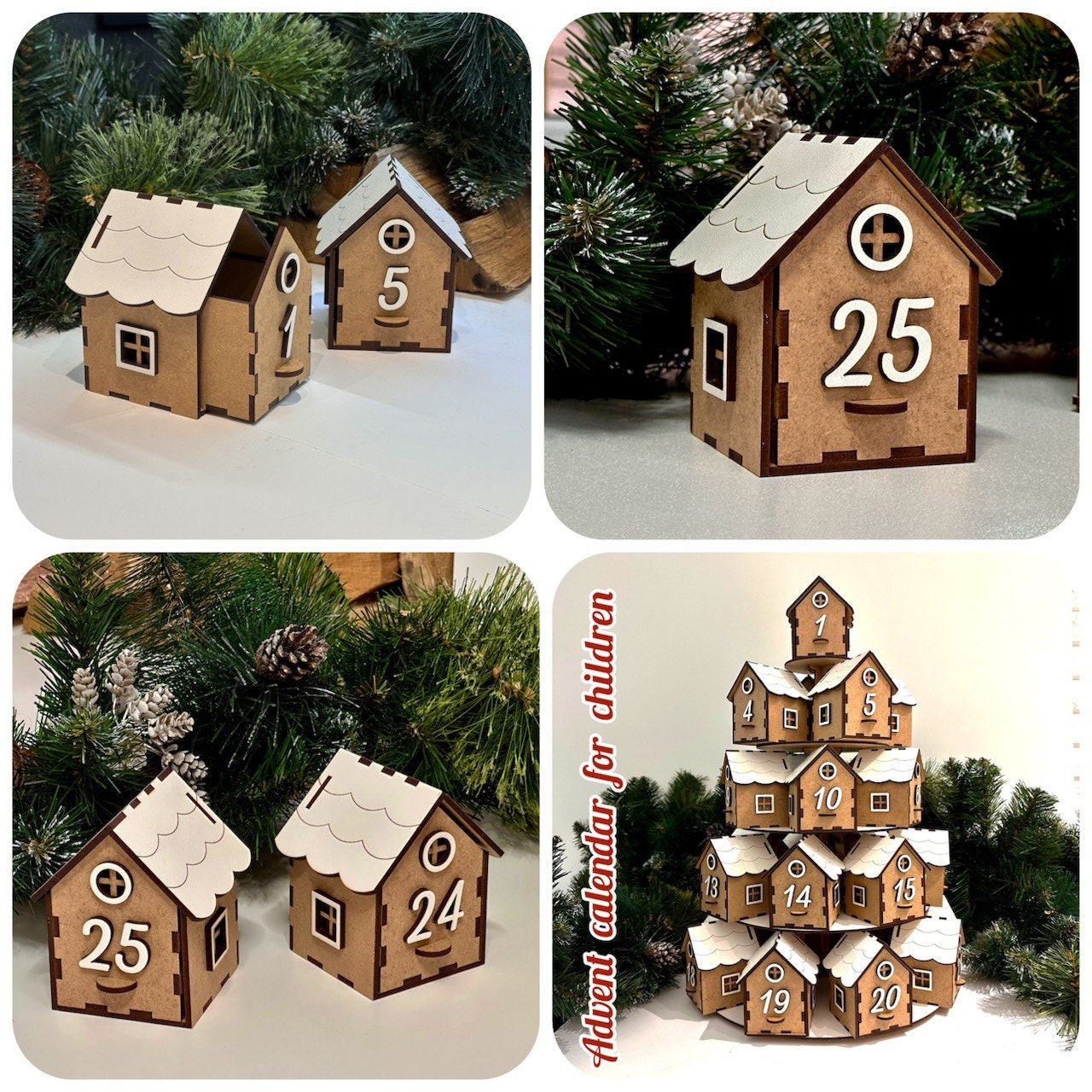 Wood Advent Calendar, Christmas Decoration, Christmas Home