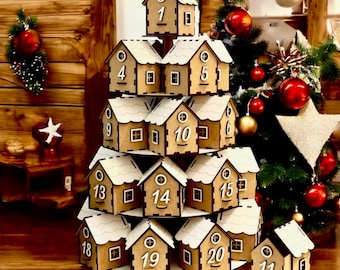 木製クリスマスツリーアドベントカレンダー、オナーメント各種