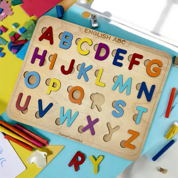 Houten Alfabet Puzzel met Dieren voor Kinderen van 3-5 Jaar - 52 Stuks Houten Alfabet Puzzel met Dieren voor Kinderen van 3-5 Jaar - 52 Stuks