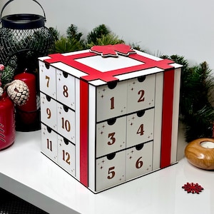 Personalized Advent Calendar - Wooden Advent Calendar - Christmas Countdown - Plaid Christmas - Classic Xmas - Kids Christmas Countdown