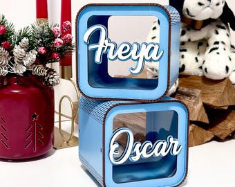 Secret Santa Kids Gifts, Personalized Piggy Bank For Kids, Christmas Toddler, Baby Money Bank, Wooden Coin Bank for Toddler, Cash Box