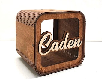 Personalisiertes Sparschwein, Kinderbank, Spardose Benutzerdefinierte Sparschwein, Namenssparschwein, Geldkassette aus Holz, Benutzerdefinierte Sparschwein, Geschenke für Kinder