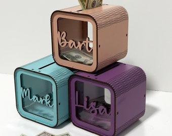 Personalized Piggy Bank with Name, Kids Coin Bank, Piggy Bank Gift, Children's Money Bank, Kids Birthday Gift, Nursery Decor, Gift for Boys