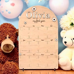 Foto-Anzeige für das erste Jahr des Babys: Meilensteintafel zum 1. Geburtstag