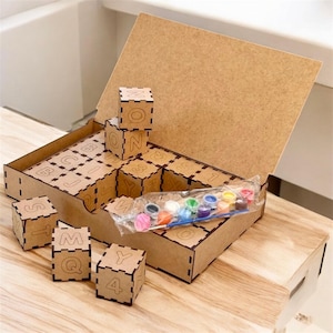 DIY Alphabet Blocks Paint Kit: Custom Name Puzzle, Montessori Toy