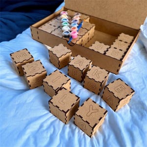 DIY Alphabet Blocks Paint Kit: Personalized Name Puzzle, Montessori Toy