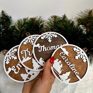 Family Ornament, Personalized Name Christmas Ornament, Custom Christmas Ornament, Wooden Ornament, Gift/Stocking Name Tag