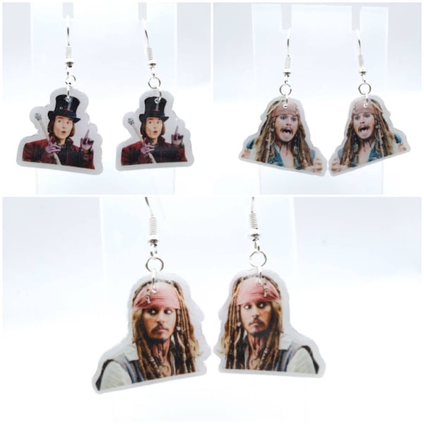 Johnny Depp earrings, pirates of the Caribbean,  wonka and the chocolate factory