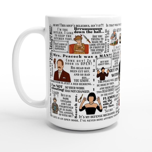 Clue movie mug, 15 oz mug, movie gifts, clue the movie