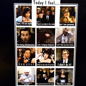 Clue movie magnet, mood magnet, how i feel magnet, clue movie gifts, clue movie