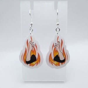 Clue 1985 earrings, Flames on the side of my face, ms white
