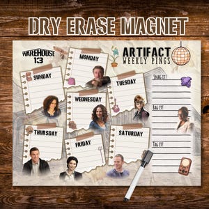 Warehouse 13, dry erase calendar, magnet, artifacts, farnsworth
