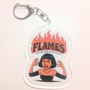 clue keychain, clue the movie, clue gifts, flames on the side of my face