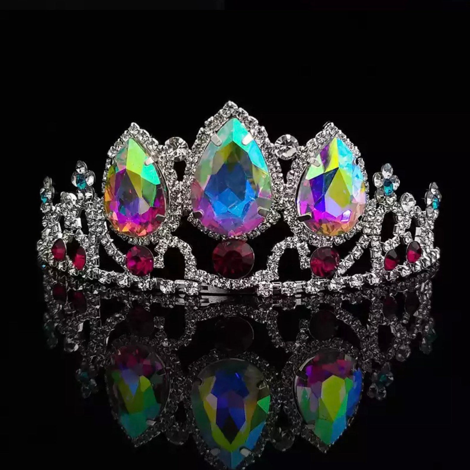 Birthday Crystal Tiara Princess Tiara Silver Crystal Ab Big Etsy