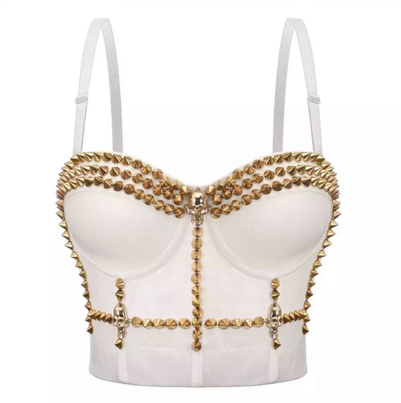 Corset Bra Studded Gold Cream Top Festival Wear Wedding Cream - Etsy
