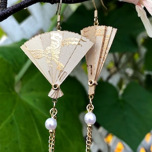 Foldable fan earrings--Asian inspired earrings