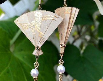 Foldable fan earrings--Asian inspired earrings