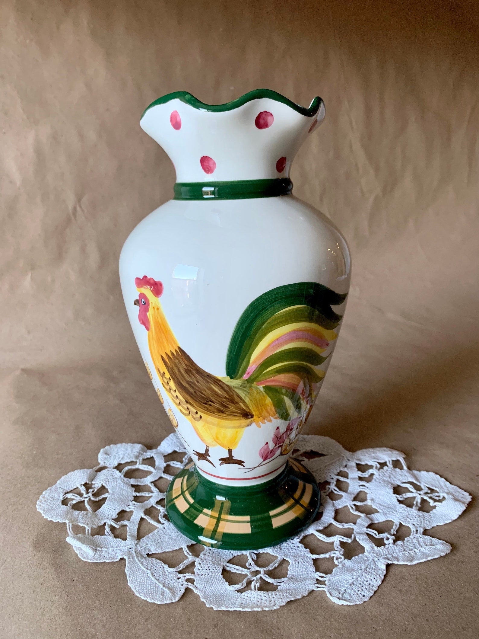 Bella Casa by Ganz Roaster Ceramic Vase. Green Plaid. Green Etsy