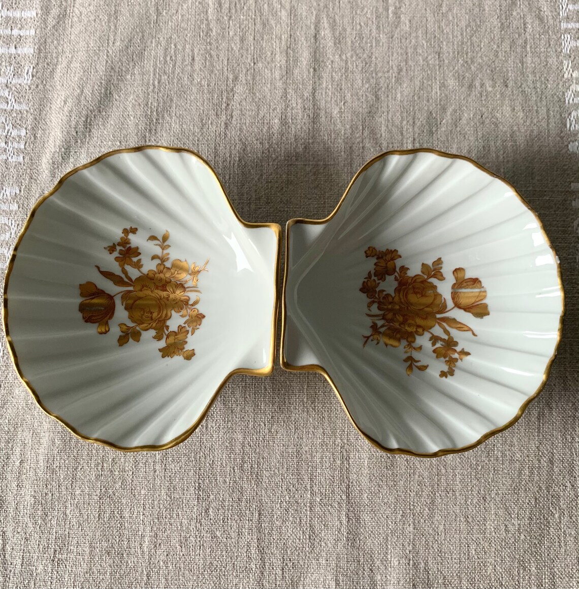 Vintage Limoges Shell Dish Gold Floral Design. Set of 2 French Etsy