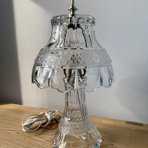 Vintage Pattern Cut Glass Etched Crystal Clear Lamp Shade 