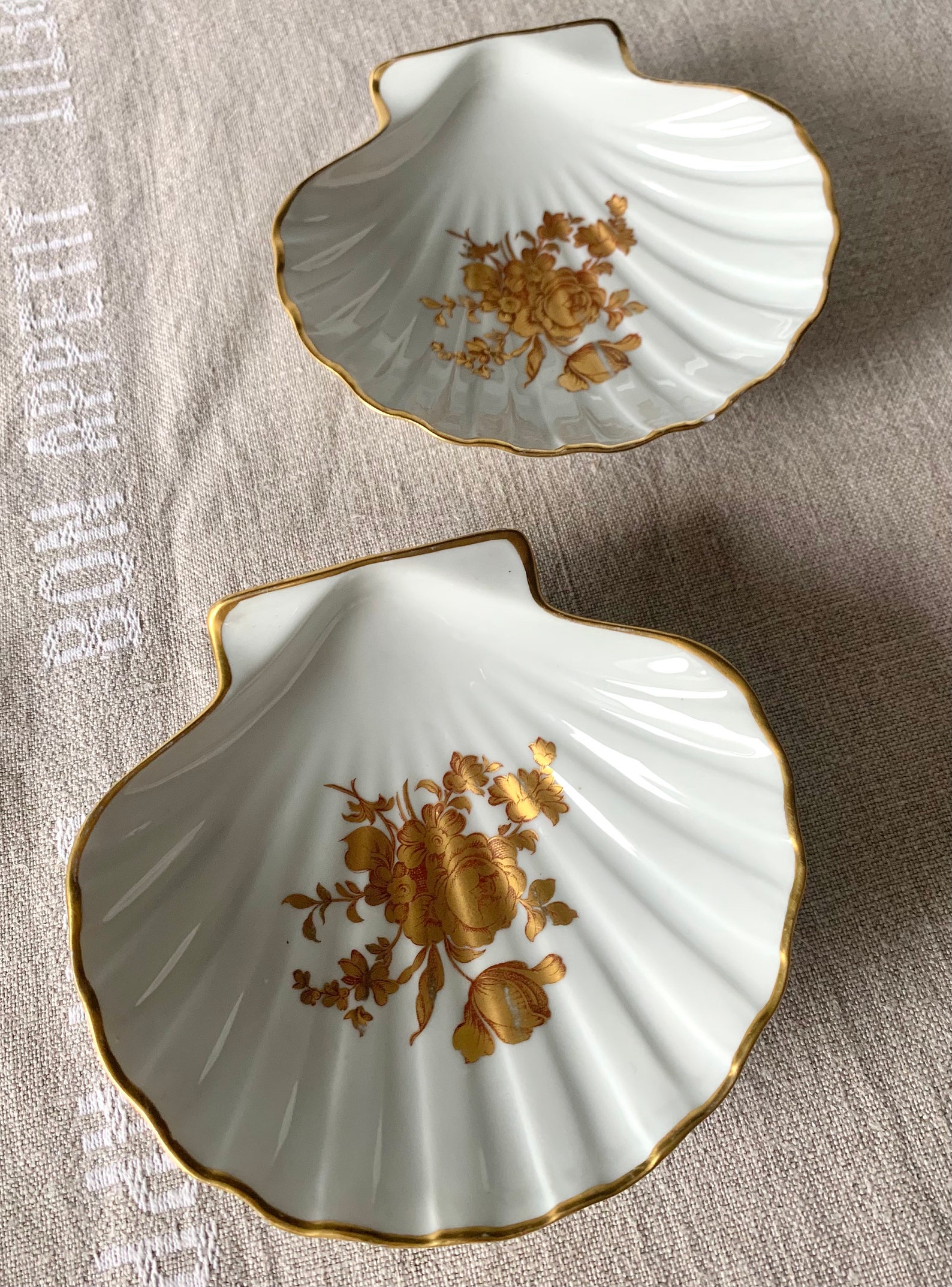 Vintage Limoges Shell Dish Gold Floral Design. Set of 2 French Etsy