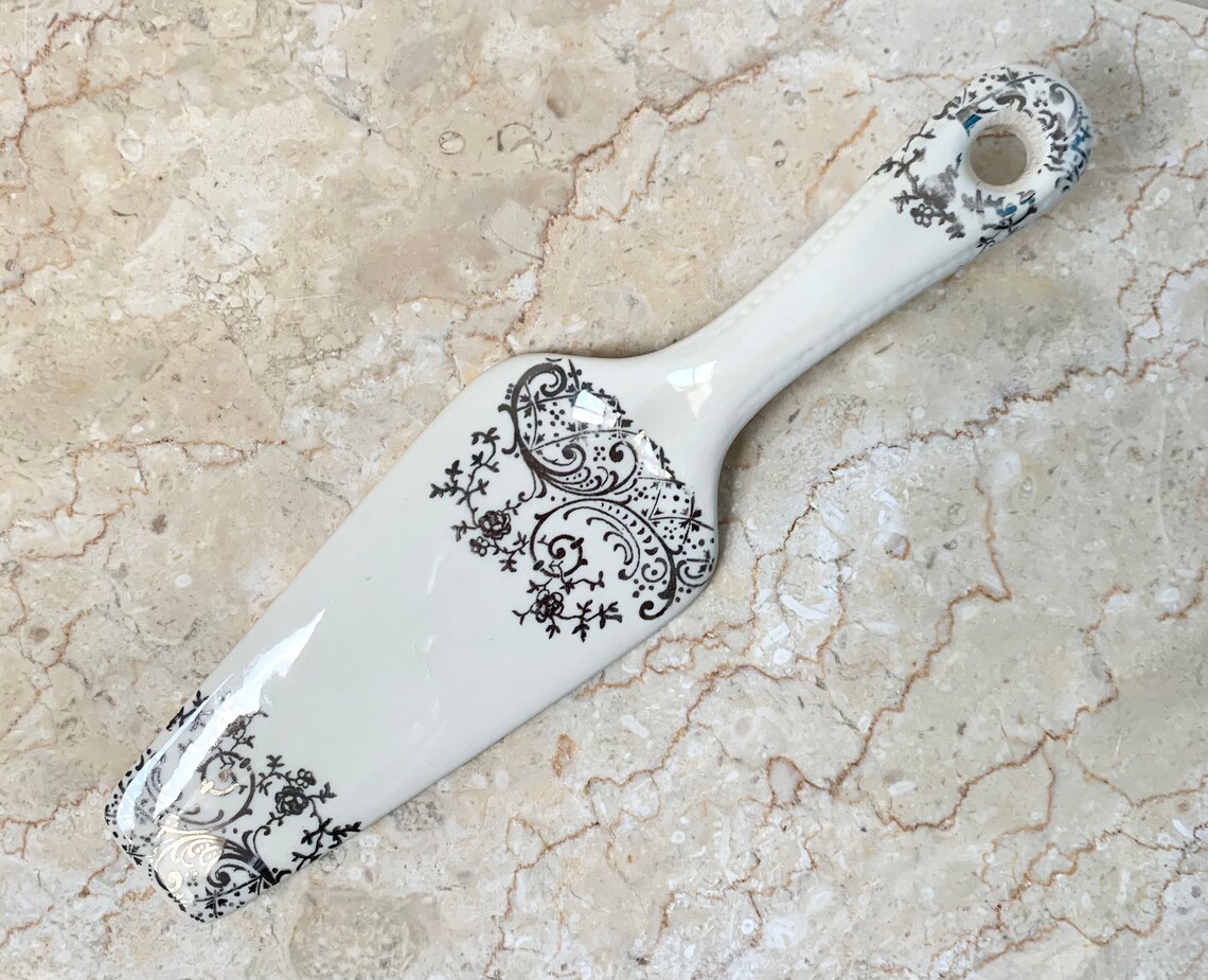 Vintage Ceramic Serving Spatula for Cake and Pie. Silver Etsy