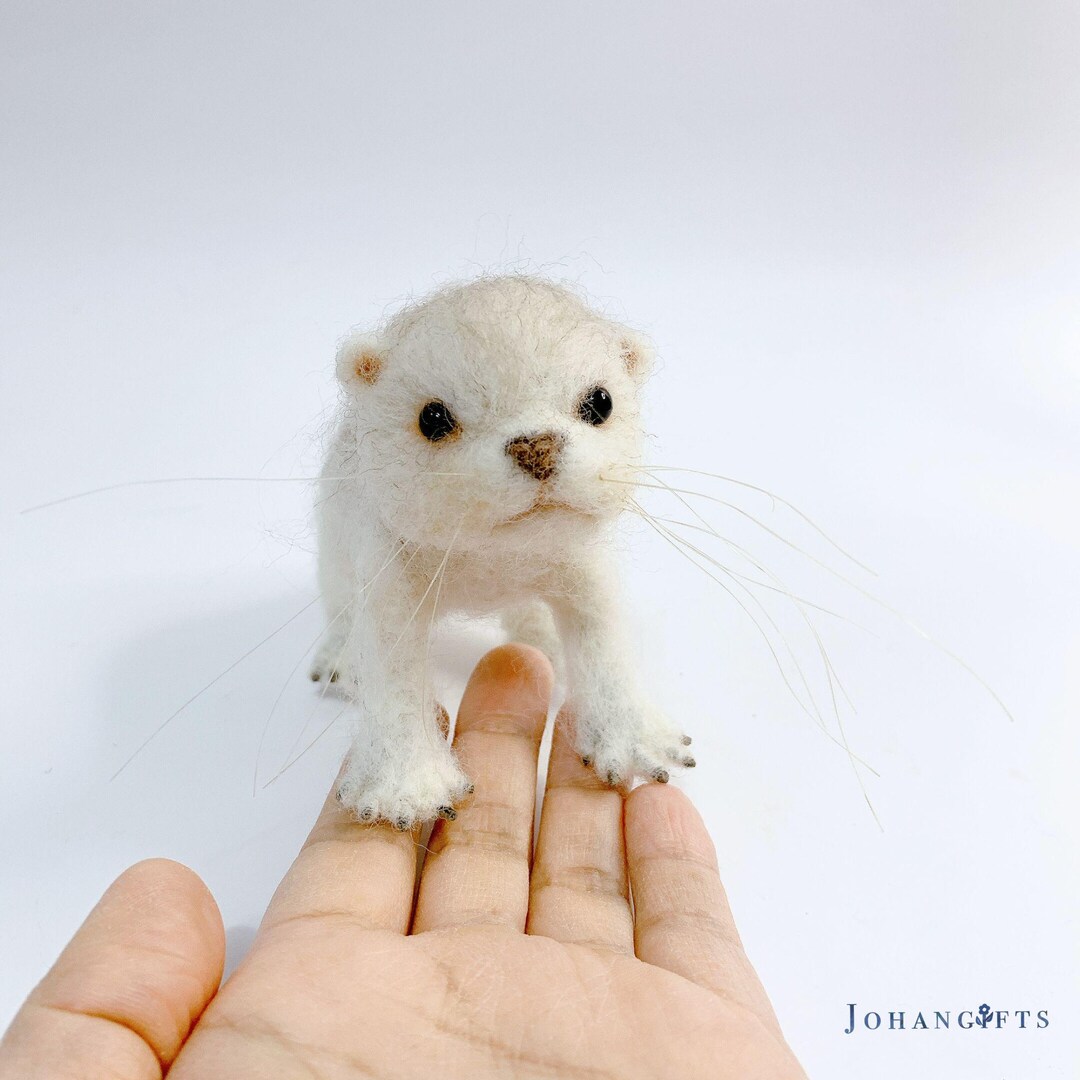 Rare White River Otter Wool Sculpture Miniature Figurine Fiber Doll ...