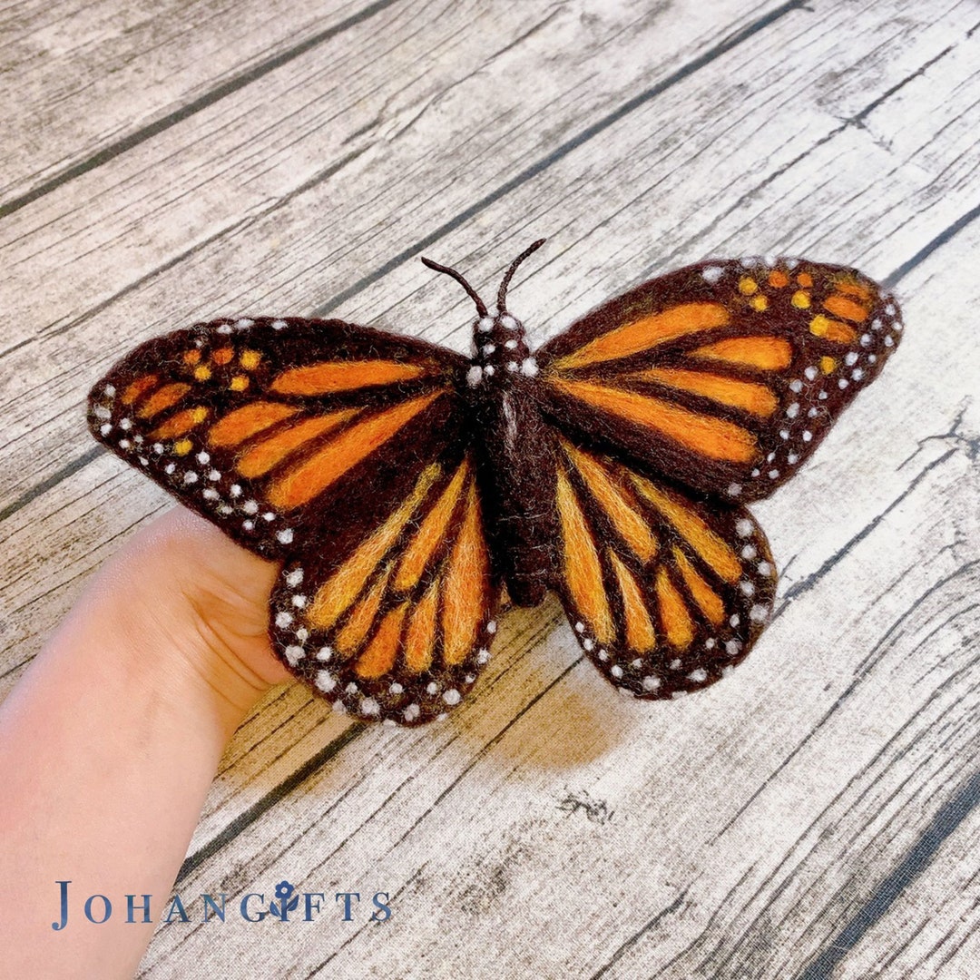 Monarch Butterfly Accessory Gift for Nature Lover Felt Wool Home Decor
