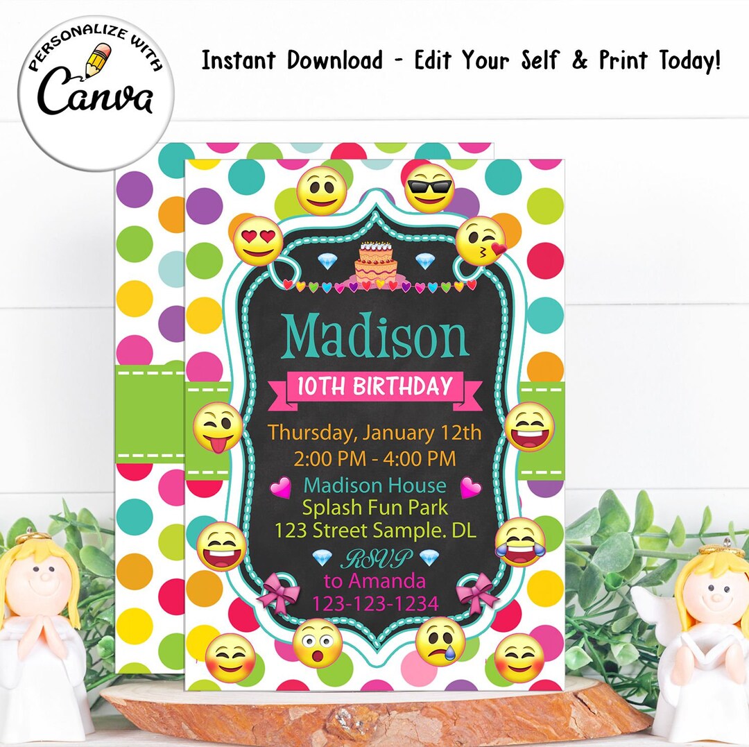 Printable Emoji Birthday Party Invitation Emoji Invitations - Etsy