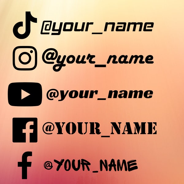 Social Media Car Decal | Instagram | Facebook | YouTube | Tik Tok | Snapchat | Personalized | Business | Personal