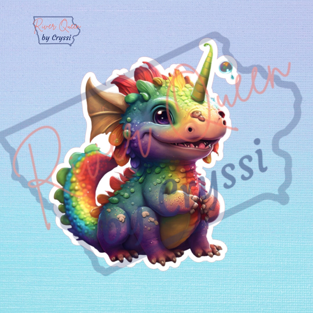Rainbow Baby Dragon Sticker | Die Cut, UV & Water Resistant - Etsy
