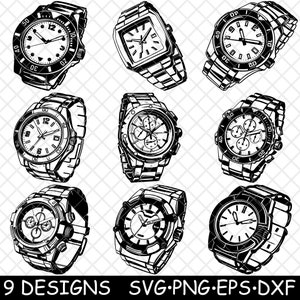 Reloj de pulsera analógico de lujo, reloj automático antiguo, archivo láser SVG, PNG, JPG, escala de grises, imagen quemada, corte vectorial, posavasos, negro, blanco, CNC, madera