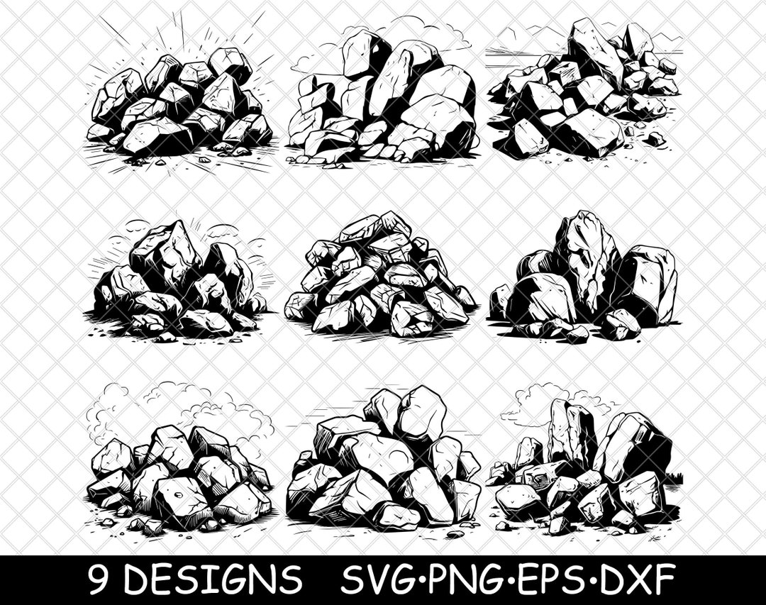 Pile of Rocks Boulder Stone Stack Mound Heap Quarry Art Laser File SVG ...