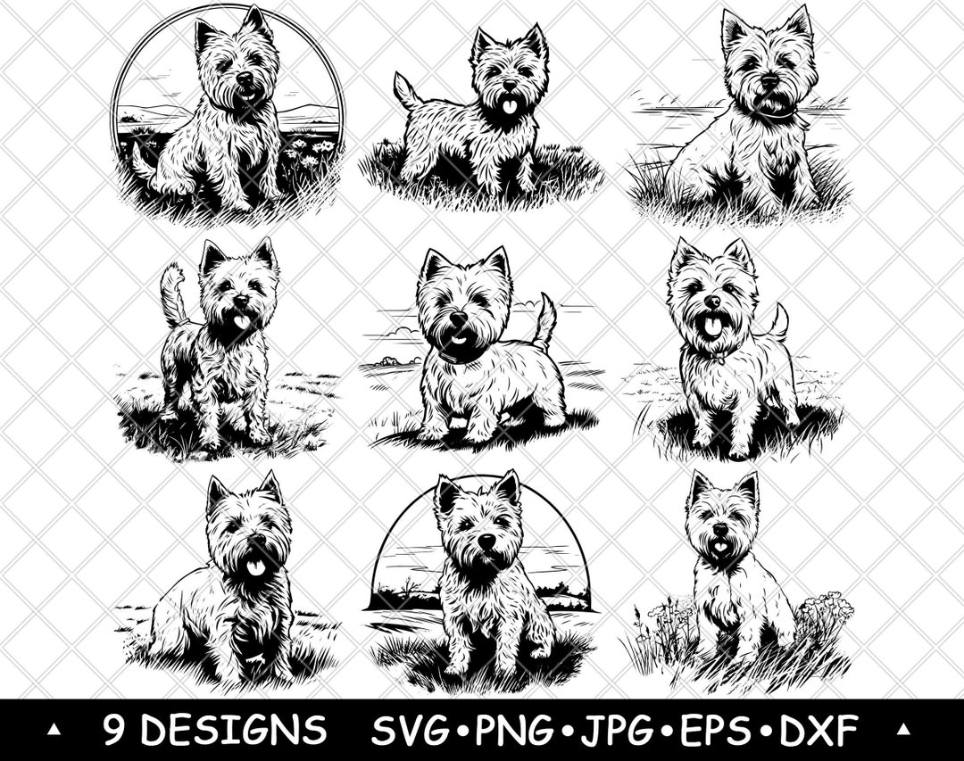 West Highland White Terrier Dog Vector Westie SVG Clipart for Stickers ...