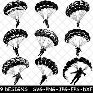 Skydiver Freefall Jump Parachute Aerial Extreme Sports Laser File SVG PNG JPG Grayscale Burn Image Cut Vector Coaster Black White Cnc Wood