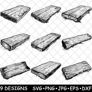 Losa de madera rústica, rebanada de árbol, trozo de madera cortada, trozo de tronco, tablón recortado, archivo láser SVG PNG JPG, escala de grises, imagen quemada, corte vectorial, posavasos, blanco y negro, CNC
