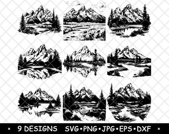 Grand Teton National State Park Wyoming Jackson Hole Rang NP Moran SVG,Dxf,Eps,PNG,Cricut,Silhouette,Cut,Laser,Stencil,Iron-on,Clipart,Print