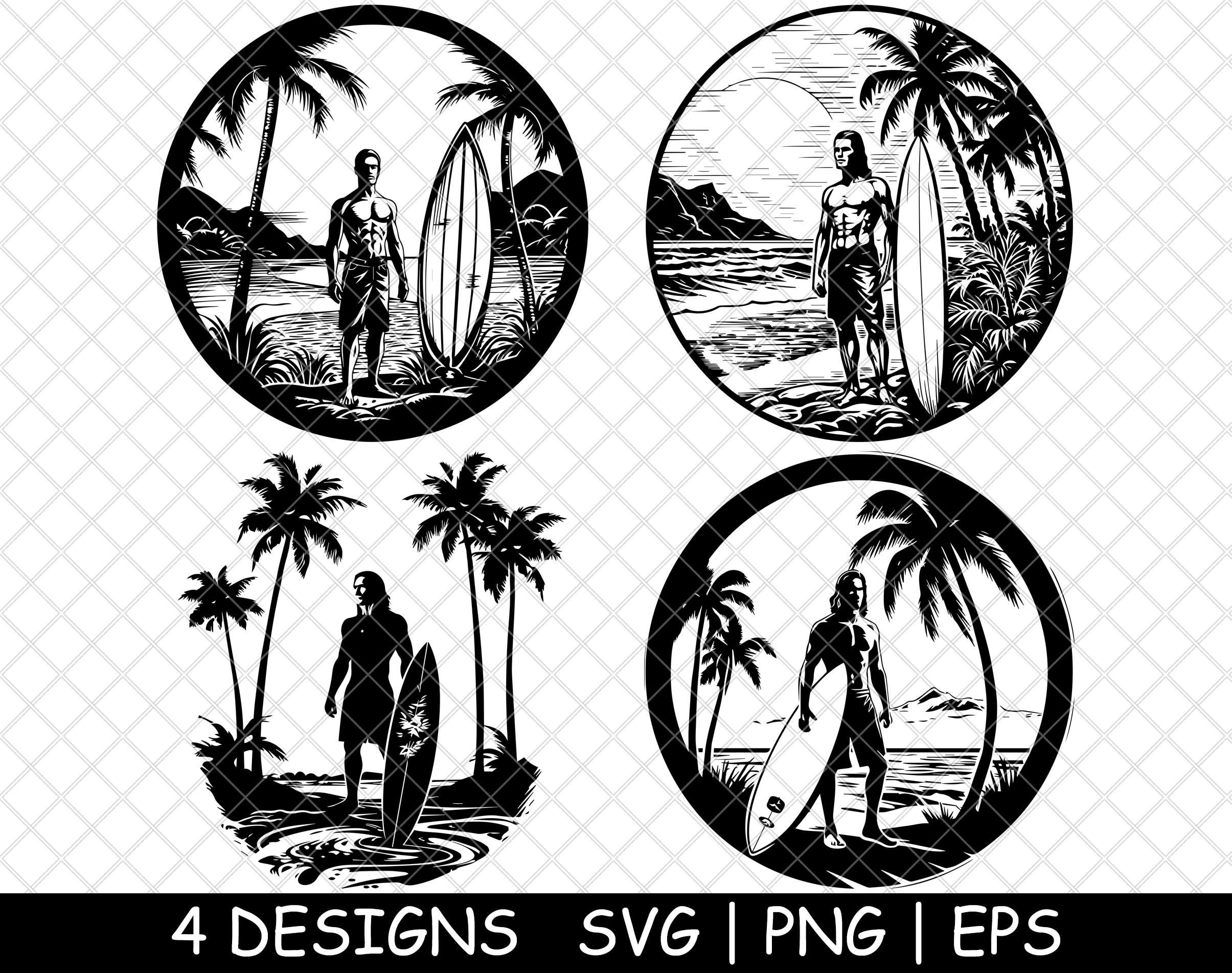 Surfer Dude Surfboard Wave Beach Ocean Island Lifestyle Etsy