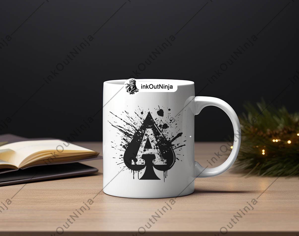 Splatter Spade Letter A Spade Alphabet Plating Cards Ace Ink Splatter Laser File SVG ...