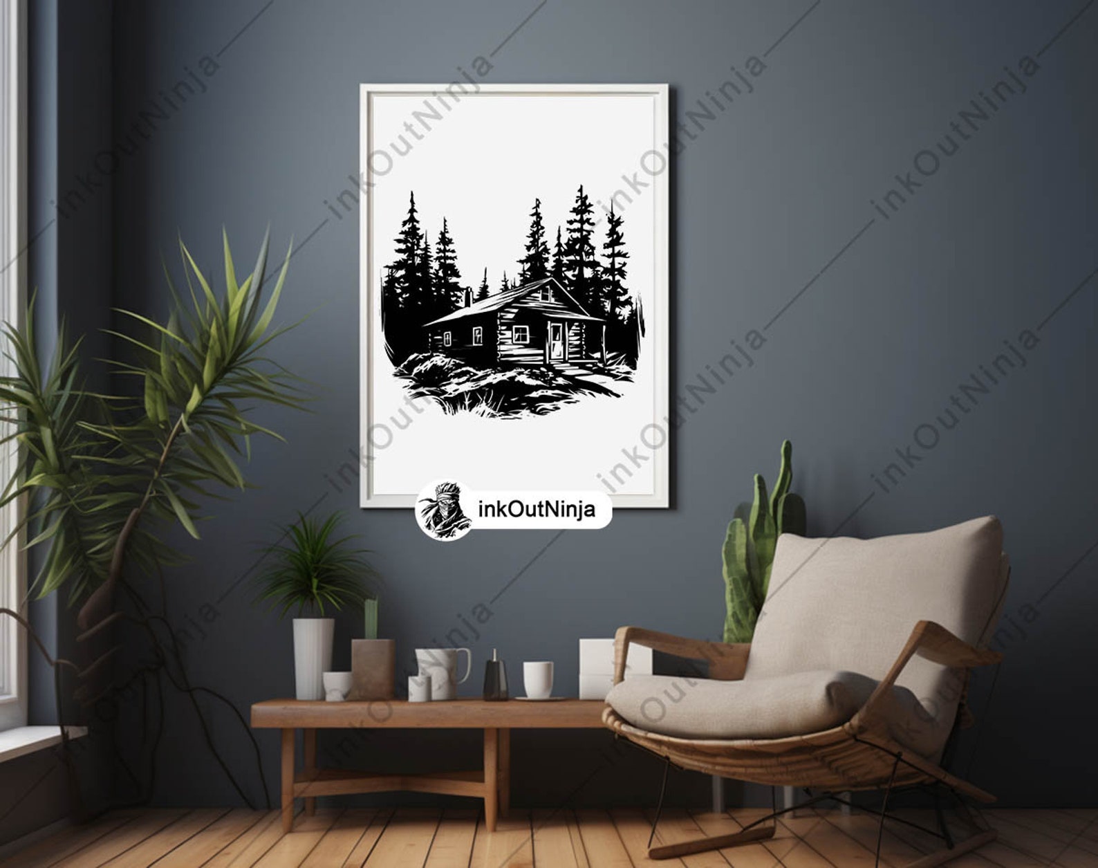 Forest Cabin SVG Woodland Lodge Clipart Rustic Log Vector Art Nature ...