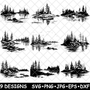 Isle Royale National Park Lake Superior Michigan Island laserbestand SVG PNG JPG grijswaarden afbeelding branden gesneden vector Coaster zwart wit CNC hout