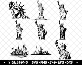 Statue of Liberty SVG Bundle New York Landmark Clipart NYC Skyline Vector Travel Decor
