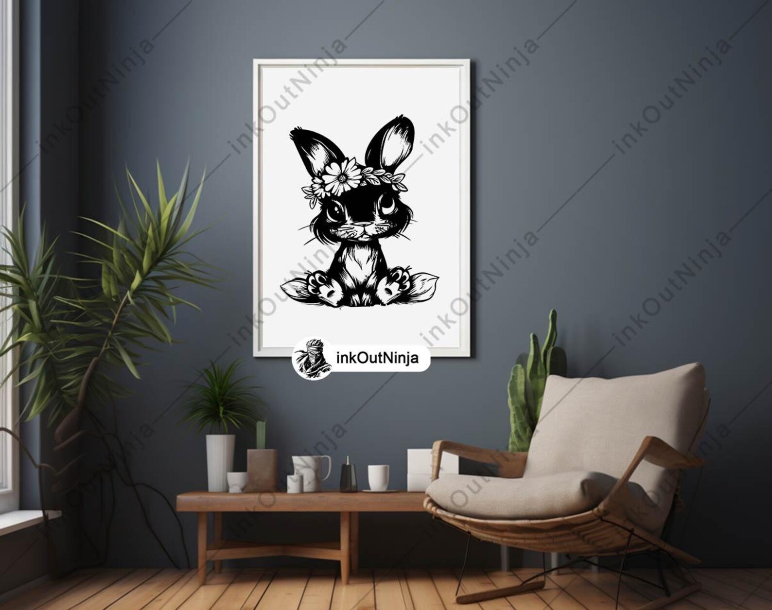 Floral Bunny Clipart Bundle | Cute Flower Crown Rabbit SVG PNG | Spring ...