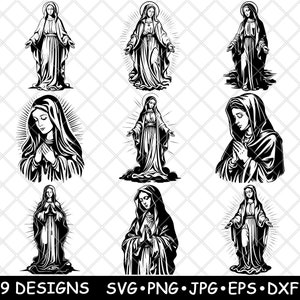 Vergine Maria Madre Gesù Beata Santa Signora Nazareth Immacolata SVG,Dxf,Eps,PNG,Cricut,Silhouette,Taglio,Laser,Stencil,Termoadesivo,Clipart,Stampa