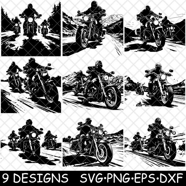 Bikers Roadster Tour Big Motorcycle Chopper Ride Club Gang Route SVG,Dxf,Eps,PNG,Cricut,Silhouette,Cut,Laser,Stencil,Iron-on,Clipart,Print