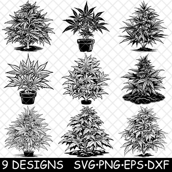 Cannabis Weed Pot Marijuana Herb Ganja Hemp Plant Mary Jane Bud  SVG,Dxf,Eps,PNG,Cricut,Silhouette,Cut,Laser,Stencil,Sticker,Clipart,Print